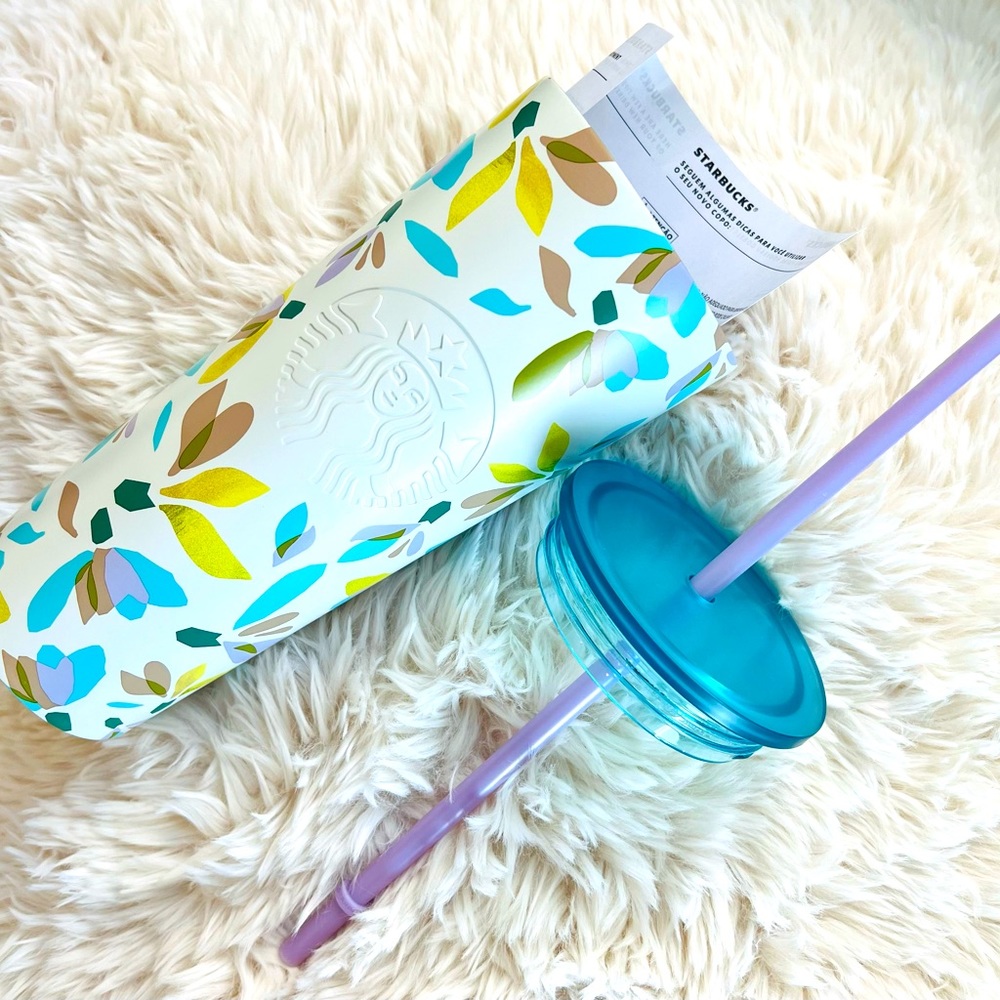 NEW 2023 RELEASE - STARBUCKS Stainless Steel Tumbler With Floral Motif - 24 Oz